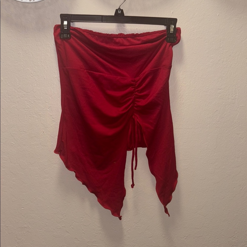 Elegant Red Ruched Skirt